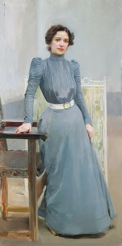 Clotilde in a Grey Dress Joaquin Sorolla